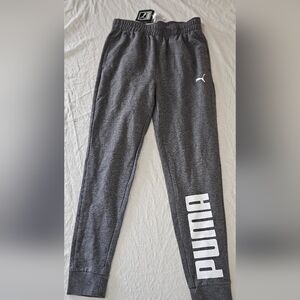 Puma boys sweat pants Sz L 14-16 NWT Grey White Logo